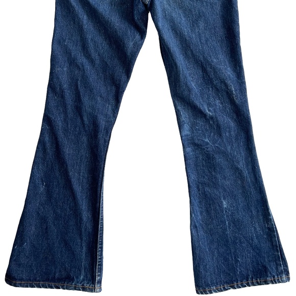Vintage 70s Levis Bell Bottom Flared Orange Tab Patch Embroidered Jeans - Picture 12 of 13